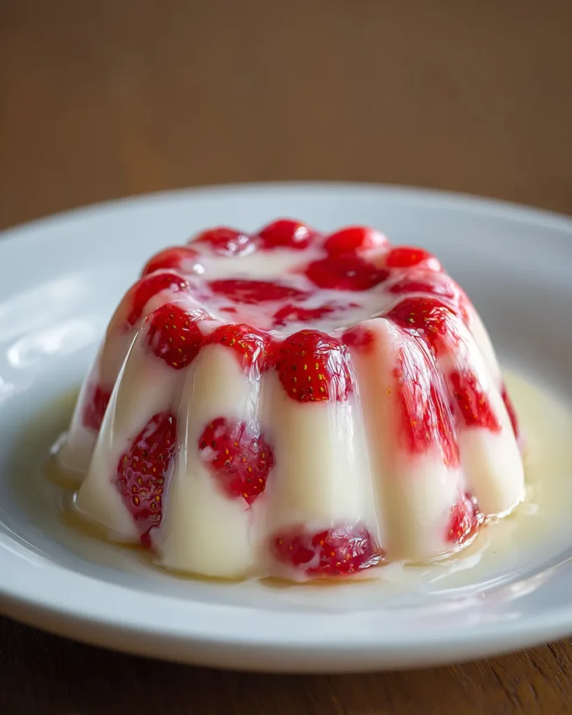 Gelatina de leche condensada con fresas
